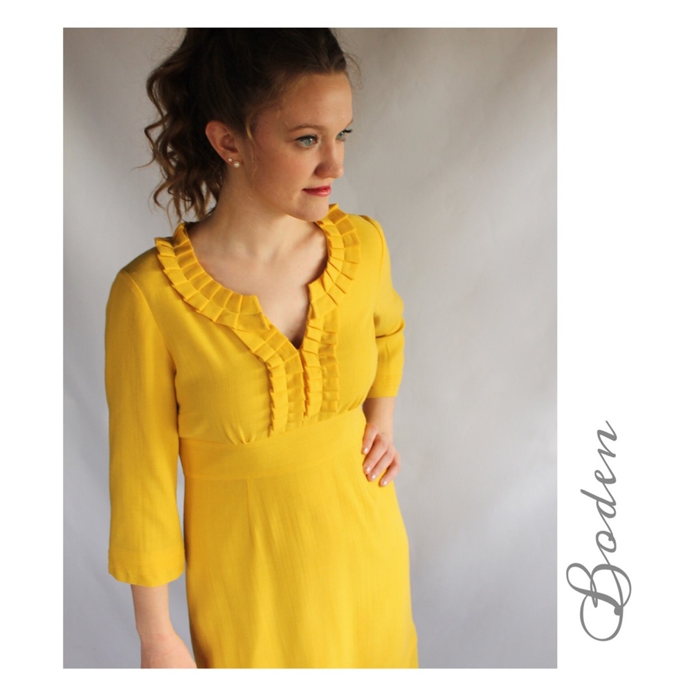 (Sz 10R Fits 8) Boden Mustard Yellow Wool Sheath